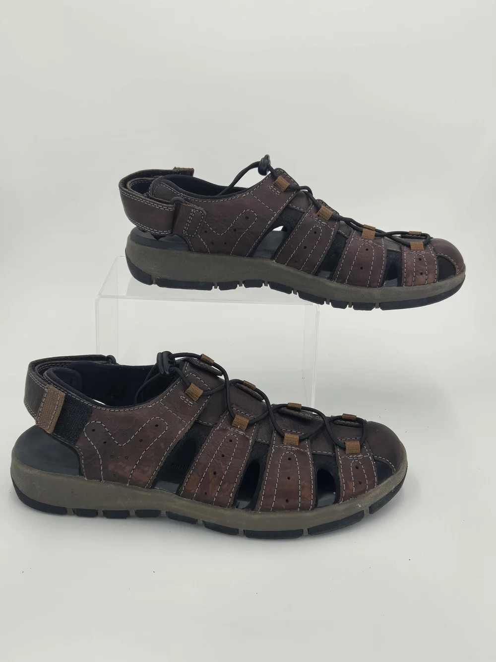 Clarks Brixby Cove Fisherman Men's Brown Leather Closed-Toe Sandals Size 9